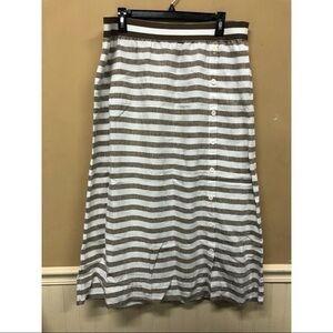 J.Jill Love Linen Skirt Striped Brown & White